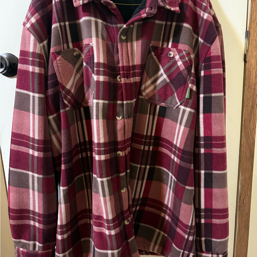 Plaid Flannel Shirt - Red and Pink